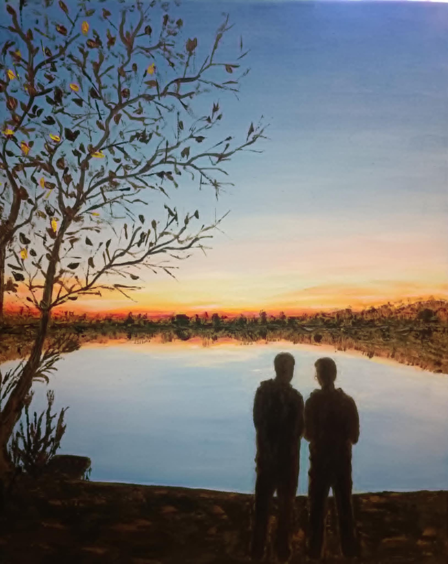 Tesók búcsúja a nyártól, olaj/vászon, 55x46cm Magántulajdonban